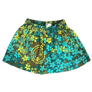Aeropostale Girls Floral Skirt 8 Olive Green Turquoise Blue Seersucker Waist